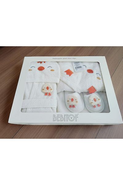 MİLAYS LİFE HOME COLLECTİON 100% Organic Cotton 0-2 Years Baby Cute Animal Embroidered Bathrobe Set Premium Quality