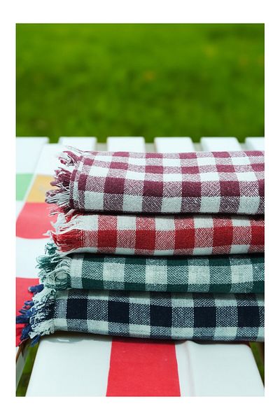 cs ilkim 3-Piece Multi-Purpose Table Cloth & Picnic Cloth & Table Cloth Plaid Gingham Pattern