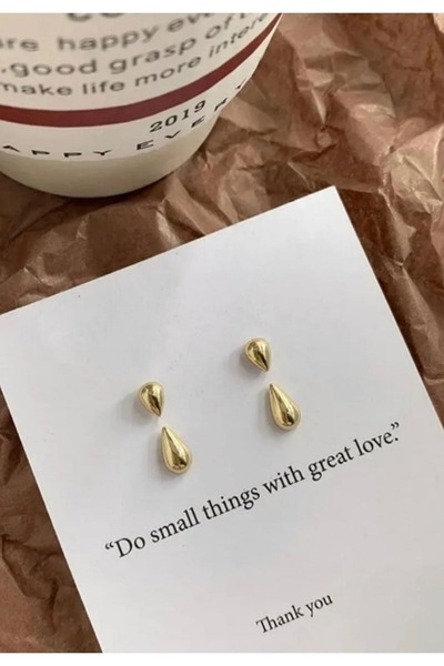 TURBİJ Women's Gold Color Minimal Elegant Invisible Earrings Stylish and Modern Trend Earrings