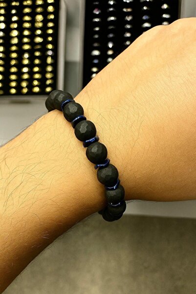 Arescollection Hematite Natural Stone Men's Bracelet