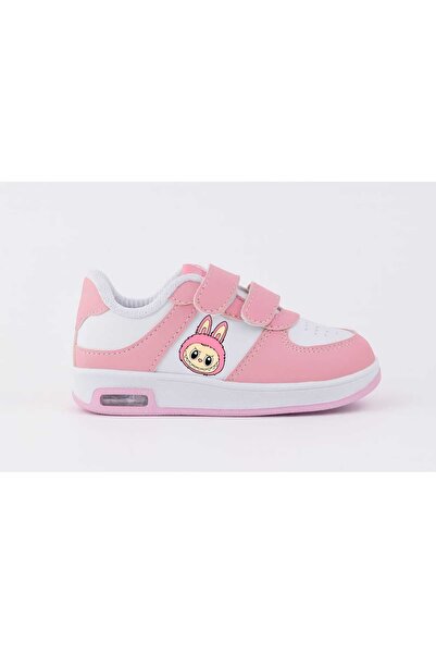 ECCAdesing Sweet Pink Labbuğ Printed Children's Lighted Shoes and Sneakers