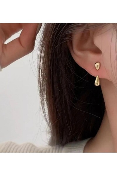 TURBİJ Women's Gold Color Minimal Elegant Invisible Earrings Stylish and Modern Trend Earrings