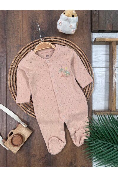 Kids Kingdom Cotton Palm Detailed Organic Baby Girl Jumpsuit