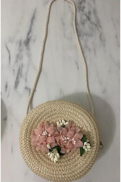 HİMENİSA Flower Detail Girl's Straw Bag