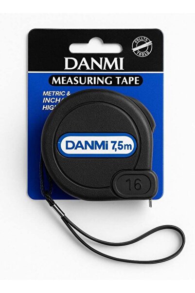 DANMI 7.5 m Measuring Tape (25 ft equivalent) – Yellow Steel Blade, Front Lock, Metal Hook, Wrist