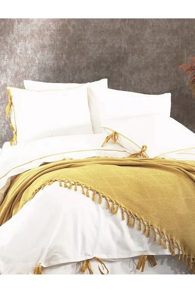 Dantelux Clara Bridal Set (Pike+Duvet Cover Set) Dowry Holder - Double - Mustard Color