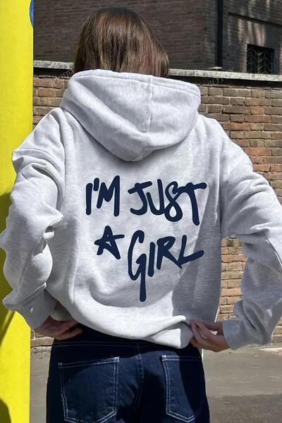 Oksit Just a Girls Back Printed Cotton Unisex Women's Sweatshirt