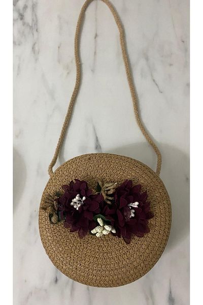 HİMENİSA Flower Detail Girl's Straw Bag