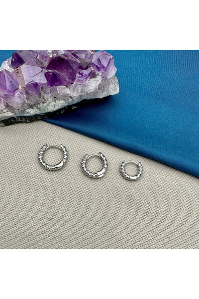 Opia Takı & Aksesuar Steel Triple Twist Ring Multiple Earrings Set