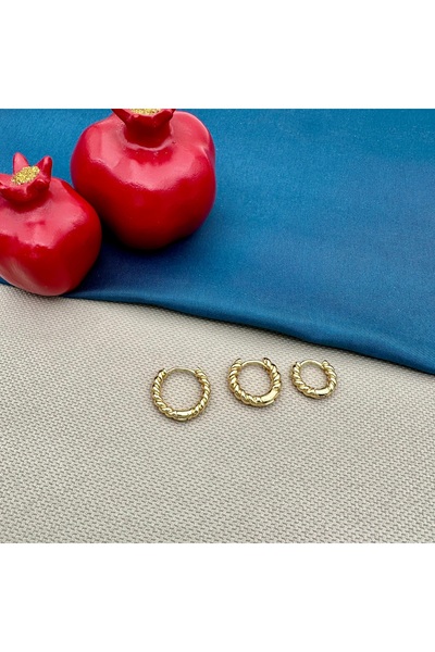 Opia Takı & Aksesuar Steel Triple Twist Ring Multiple Earrings Set