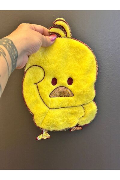 Gönülden Tasarım APLIKAȚIE DE CUSUT ARMĂ PUI DE PLUȘ GALBEN 28X18 CM