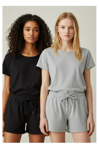 dk defne ky Double Women's Shorts Gray Black