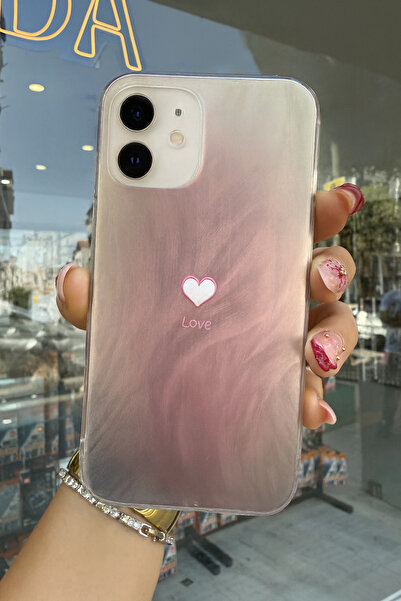 OVADA iPhone 12/12 ProUyumlu Kamera Koruma Çıkıntılı Kalp Love Baskılı Premiu...
