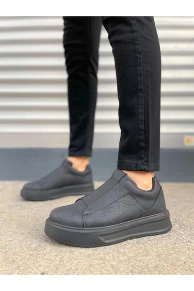 MELAMS Actor Laceless Leather Men's Casual Sneaker Shoes - Jy Cst Black