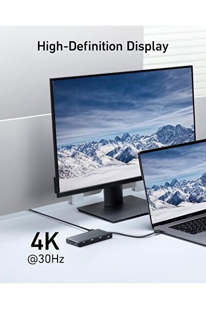 Anker موزع USB-C 552 9 في 1 مع توصيل طاقة 100 وات، ومنفذ HDMI بدقة 4K، ومنافذ USB-A وUSB-C، وإيثرنت، وSD/mi