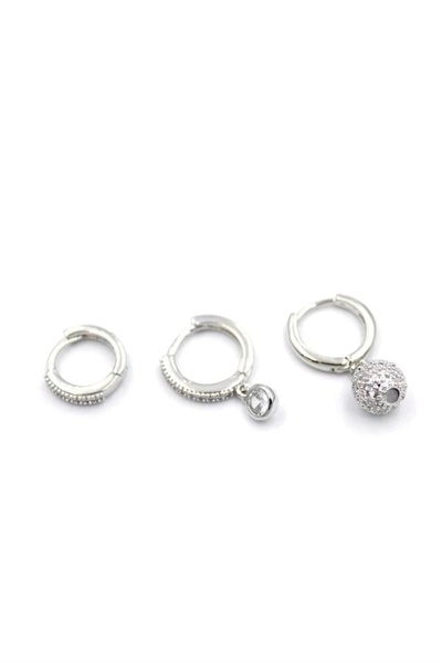 No8 Home 3 Ball Earrings - Silver