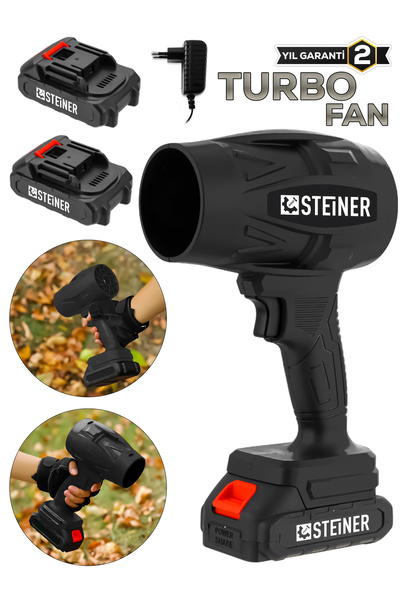 STEİNER 21 V 5 Ah Çift Akülü Şarjlı Akülü Jet Fan Üfleyici Toz Üfleyici Manga...
