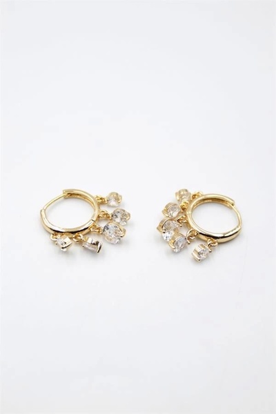 No8 Home Round Stoned Shakira Earrings - Gold