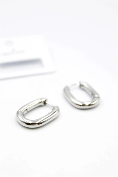 No8 Home Oval Hoop Earrings - Silver