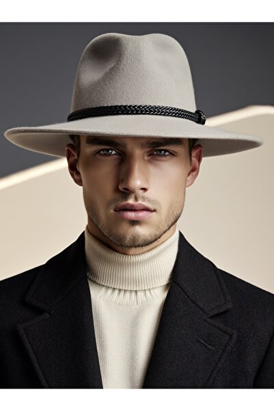 LAGRANZE قبعة فيدورا برايم للرجال – حافة عريضة، قماش، شريط شبكي