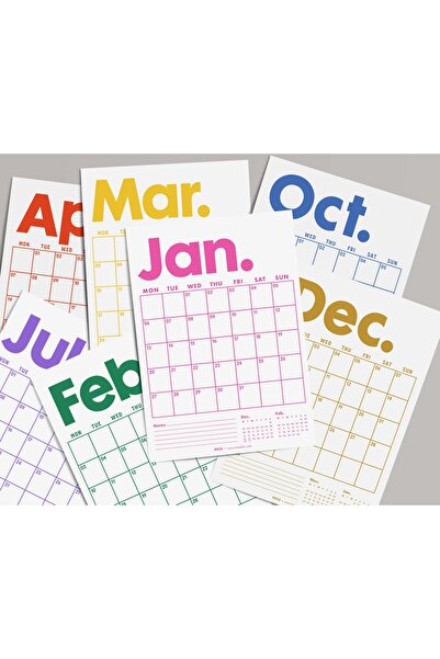 bi'aldım 2026 Aylık Planlayıcı Duvar Takvimi, Önceki ve Sonraki Ay Takvim, 33X48 cm & A4 Poster Takvim, Canlı