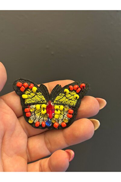 Gönülden Tasarım BUCĂTĂ BUCĂTĂȚI BRODARE BUTTERFLY ARMĂ CUSUT APLICAT 7X5 CM ...
