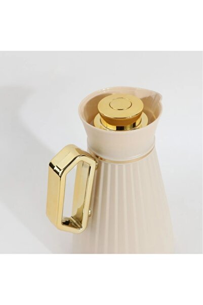rexa Dark Beige Tea Thermos with Handle and Gold Accents 1 Liter - 2SS02-2243