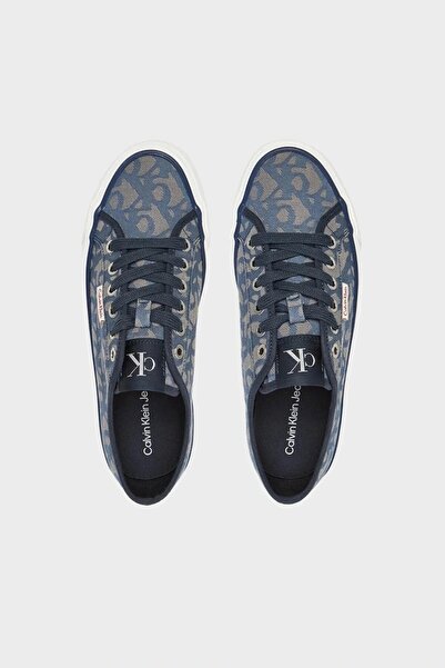 Calvin Klein Vulkanize Düz Platform Jakarlı Desenli Kadın Mavi Sneaker YW0YW01965-0G0