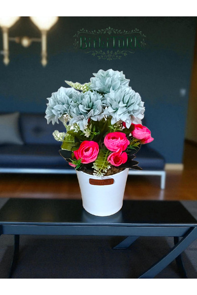BitkiTÜRK -ترتيب زهور صناعية في أصيص سيراميك هدية لغرفة المكتب