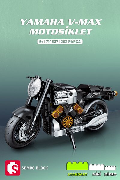 Sembo Block Yamaha V-Max Motorcycle Building Block Set - 203 Pieces