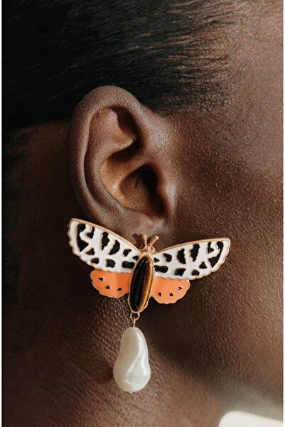 Unzilee New Season Brand Pearl Dangle Enamel Butterfly Earrings
