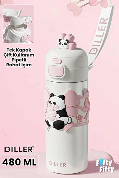 Vagonlife Diller 480 ml Single Cover Dual Use With/Without Straw Carry Hand Strap Vacum Cup/Steel Thermos -Ffd9