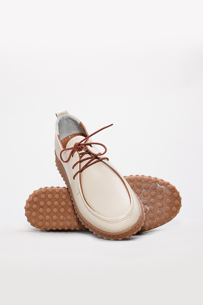 Ayakkabıhane Inside and Outside Genuine Leather Beige Poly Women's Casual Daily Shoes Ah085832612715