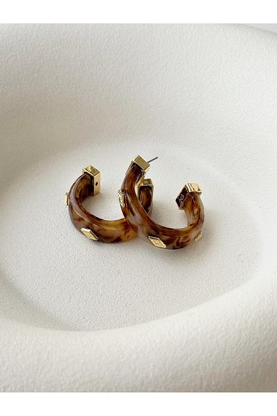 mos&more Brown Bone Ring Stylish Earrings