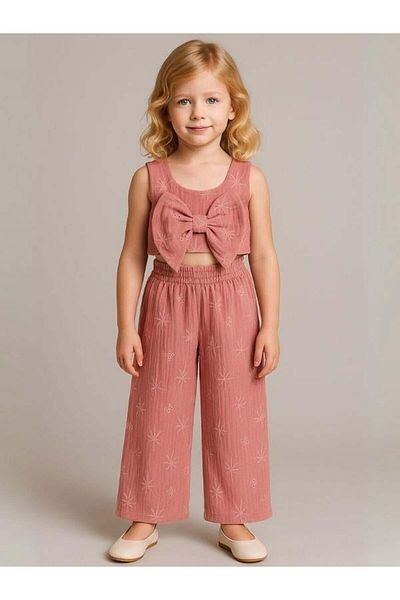 Zekids Girl's Muslin Crop Pants Set
