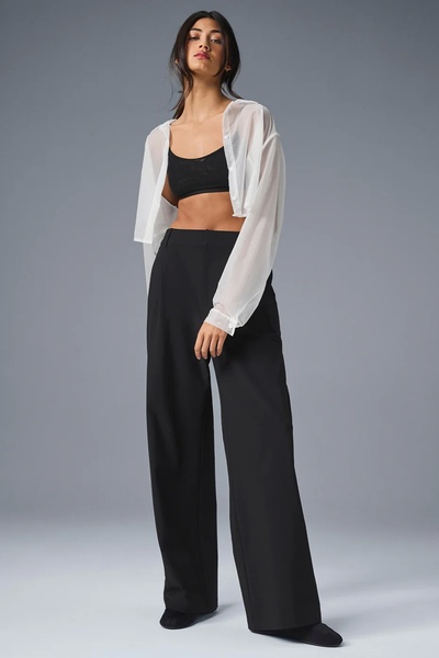 VibeGaia High Waist Wide Leg Loose Black Sports Pants