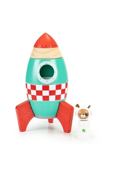 SMARTIC Puzzle Design Rocket, 15 x 27.5 cm, Wooden Material, Age 2+, Blue/Red