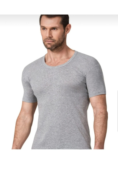 Namaldı Men's Ribbon Fabric Open Collar Half Sleeve Fanila 3 Pcs