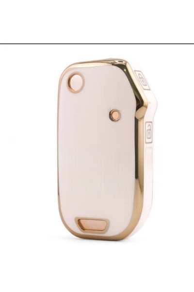 GMA KEYS Kia Sorento Nou Caz Nano pentru Cheie cu Trei Butoane Tip Switchblade, Alb cu Gold