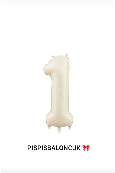 PISPISBALONCUK 1 Rakamlı Folyo Balon 76cm– Krem, Pembe & Sarı Renk Doğum Günü