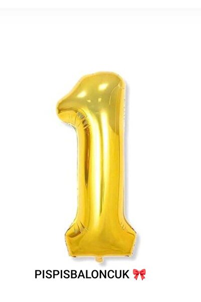 PISPISBALONCUK 1 Rakamlı Folyo Balon 76cm– Krem, Pembe & Sarı Renk Doğum Günü