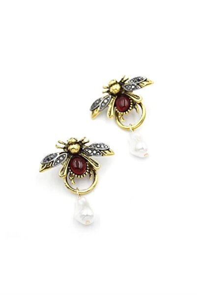 No8 Home Bee Earrings - Claret Red