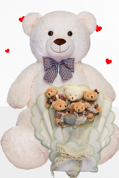 Sole 90 cm Teddy Bear Plush and Teddy Bear Bouquet with Clothes Valentine's Day Birthday Gift for Girlfriend