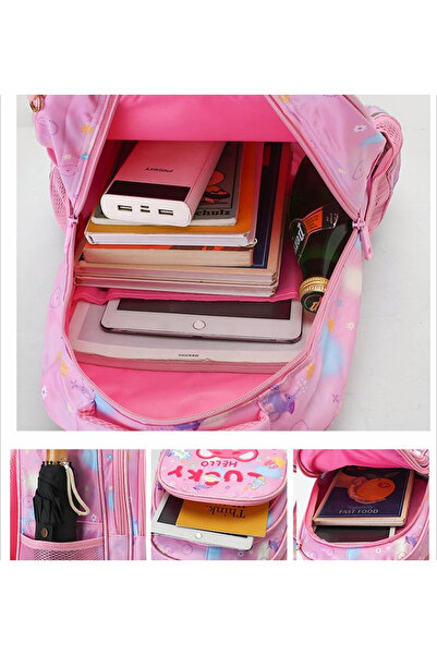 QGC School Backpack, 28x17x37cm, Pink with Stellalou Cartoon Pattern, 981-4