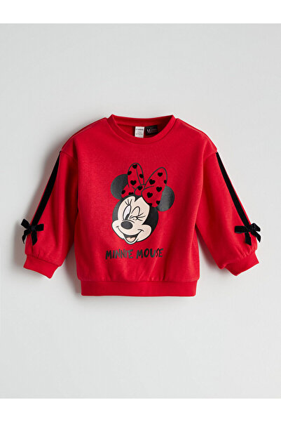 LC Waikiki Yeni Sezon Minnie Mouse Baskılı Kız Çocuk Sweatshirt