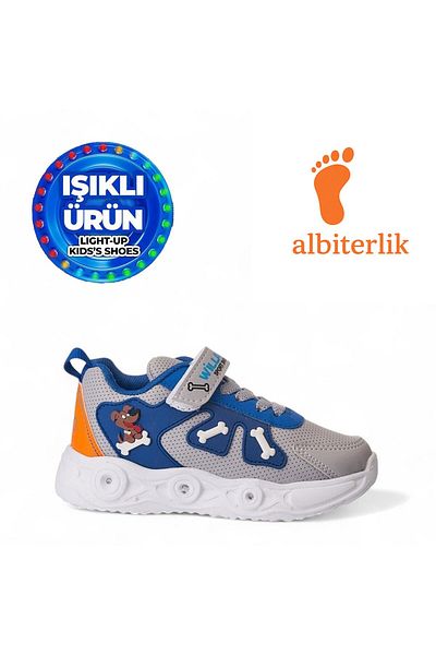 AlbiShoes Children's Cute Friendly Dog Figured Lighted Seasonal Winter Children's School Sneaker Sports Shoes