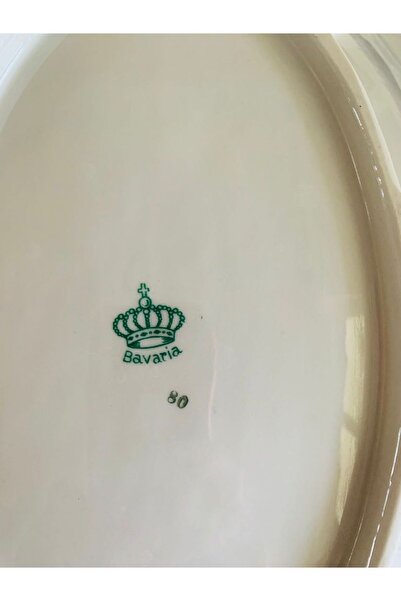 Bavaria Antika Beyaz Rölyefli ve Altın Yaldızlı Çiçek Desenli Alman Porseleni Muhteşem Çukur Tabak