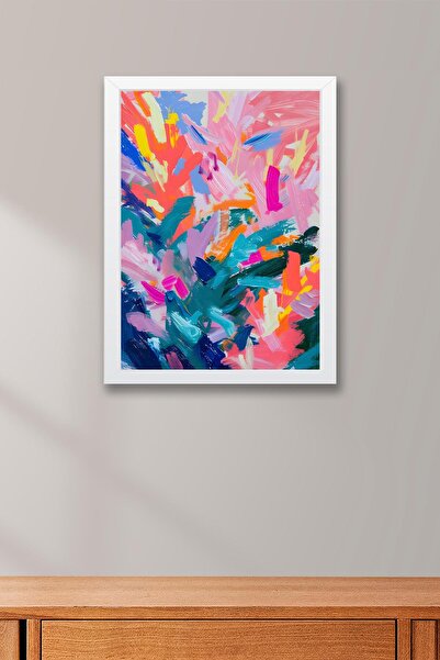 Saturn Pop Art Colorful Brush Strokes Framed Painting - Pop Art Poster Painting