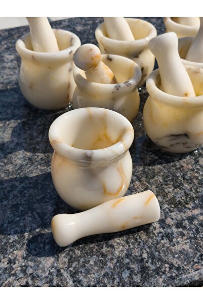 Pergamon Marble & Design El Yapımı Bal Mermeri Havan – 8,5 Cm (ÇAP), 8,5 Cm (...