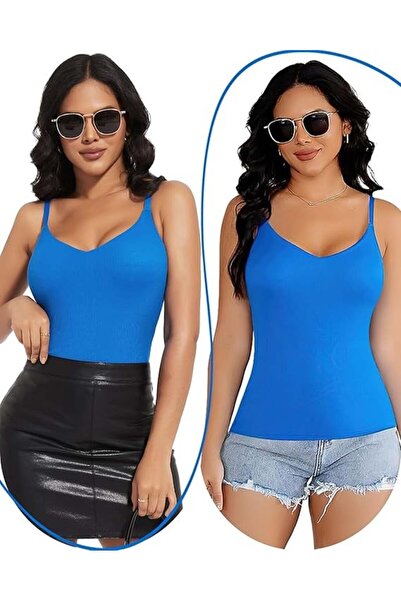 OEM Women's body-hugging bodysuit with bra, white + blue, XL